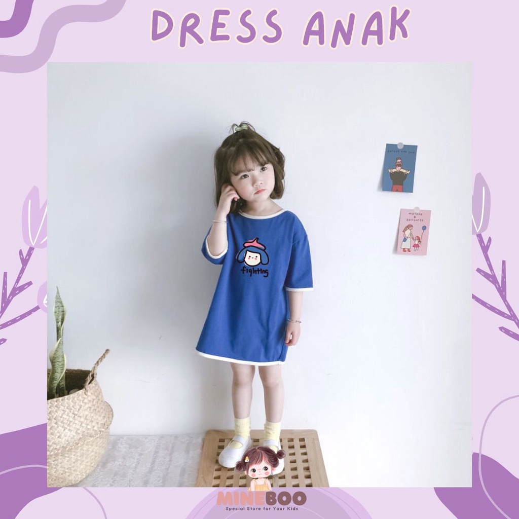 mineboo - DRESS FIGHTING EBV 1-8tahun Dress kaos cotton Baju anak perempuan Pakaian anak cewek Dress Baju atasan perempuan anak perempuan