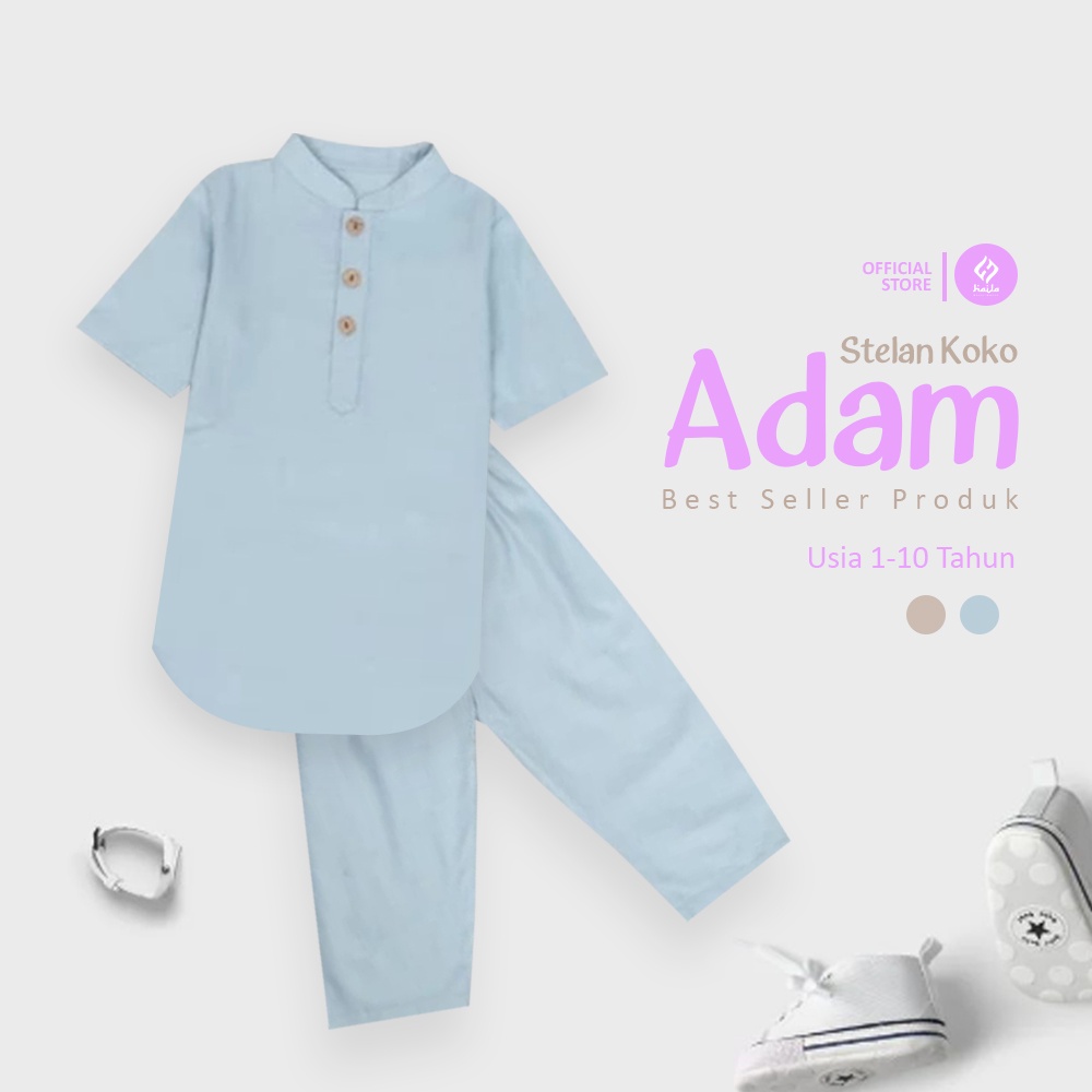 HAILA STORE stelan baju koko anak laki laki model Adam terbaru 2022 Koko Haila WARNA Biru Tosca by H