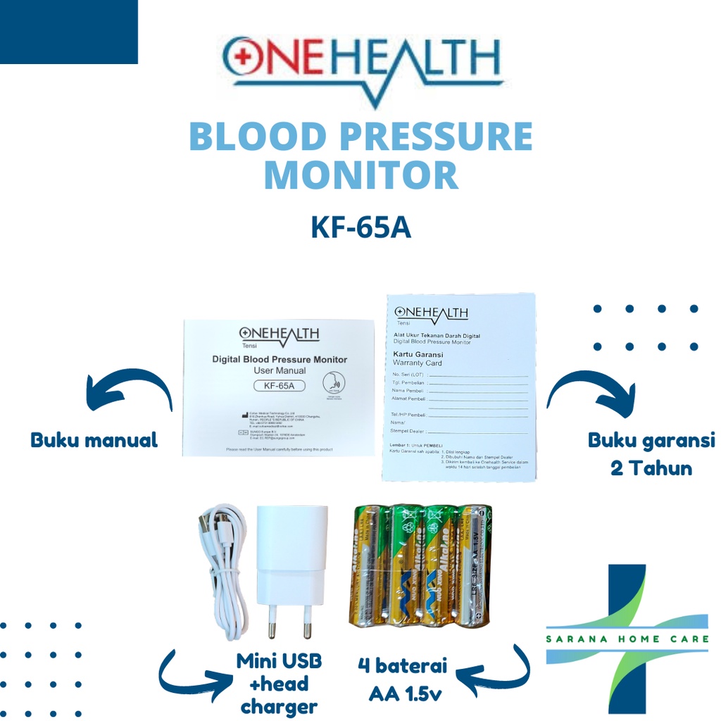 ONEHEALTH Blood Pressure Monitor KF-65A/tensi digital/cek tekanan darah/alat kesehatan