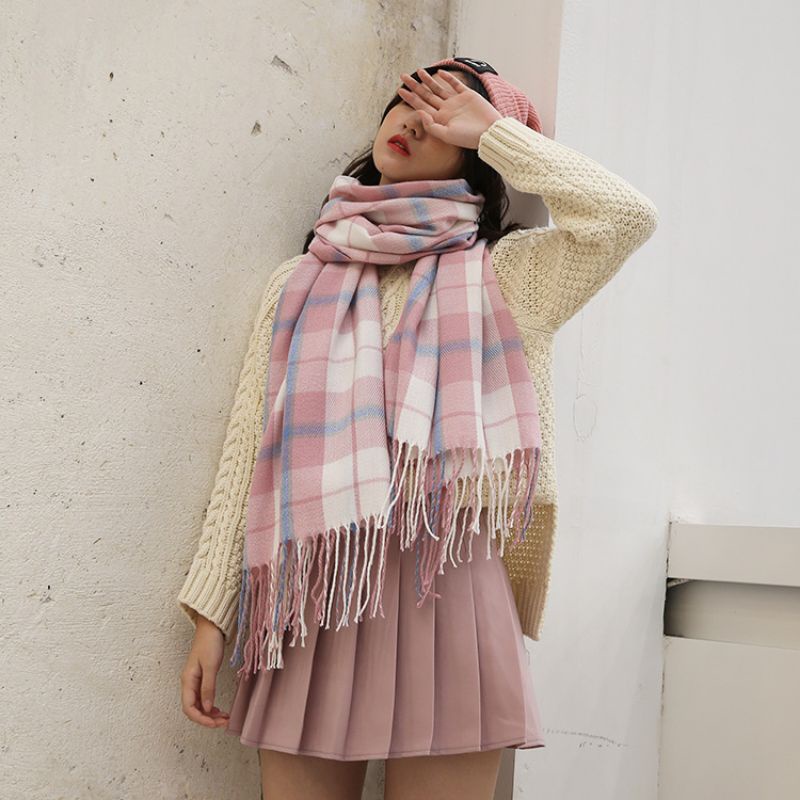 Syal Korea Scarf Wool Cashmere Fashion Winter premium import