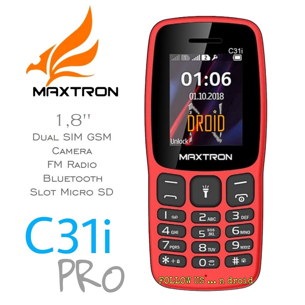 MAXTRON C31i PRO - HP Candybar 1,8" - DUAL SIM GSM -- BISA GETAR  - HP MAXTRON - HP MURAH