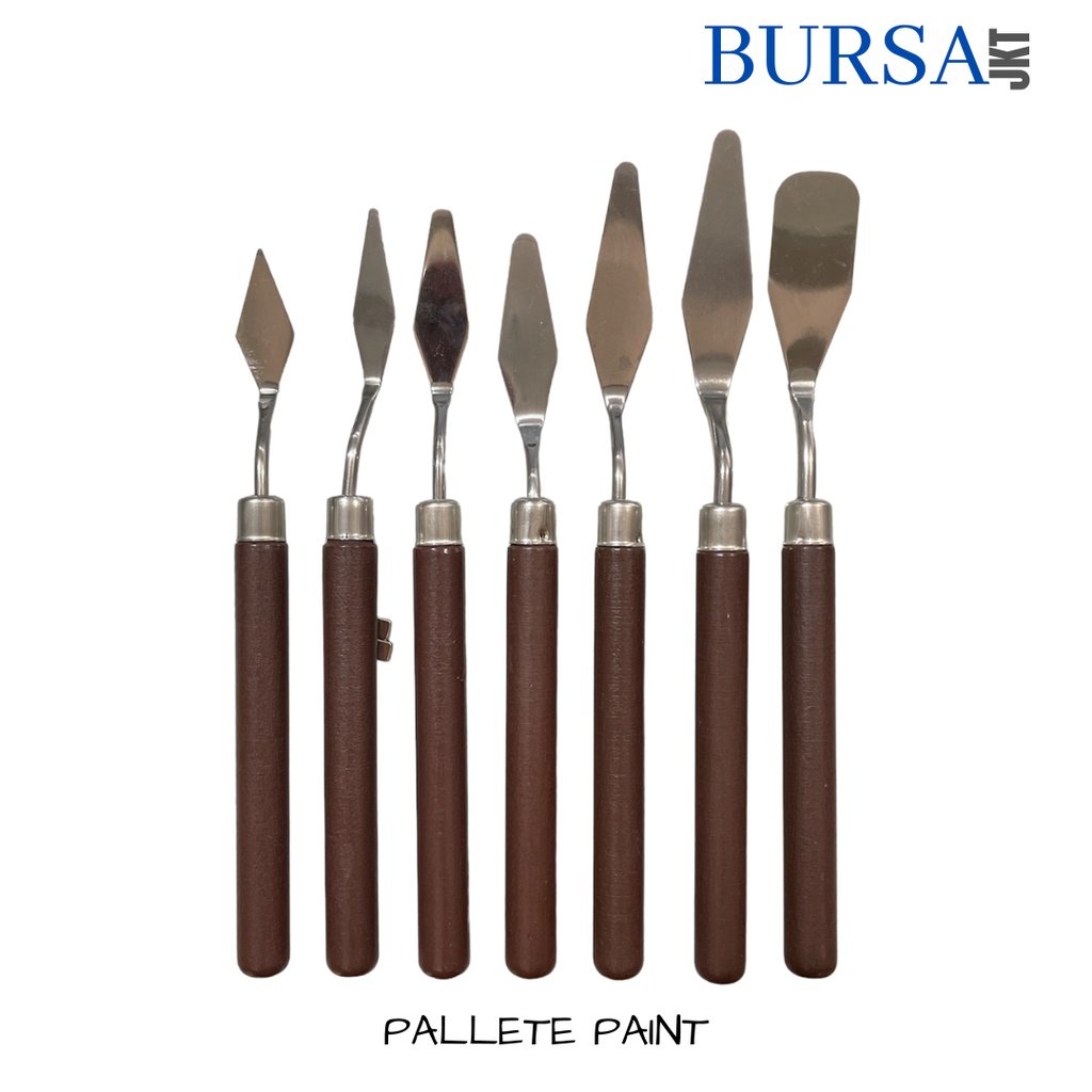 PALLETE KNIFE SCRAPER LUKISAN PAINTING PERATA KANVAS KUE DLL SET 7IN1