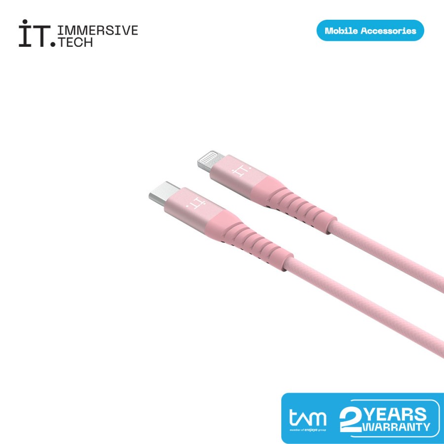 IT Power Connector - USB C to Lightning Cable - Pink