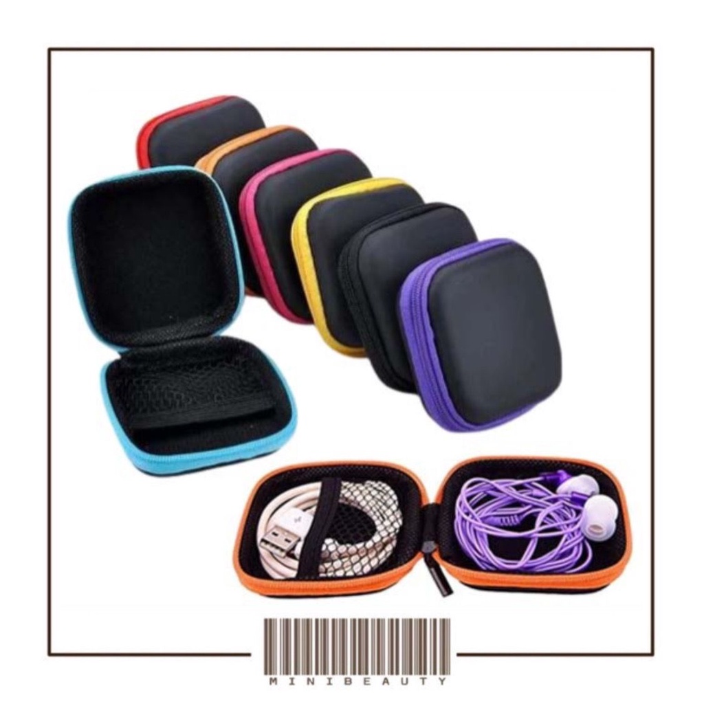 travel pouch dompet persegi case organizer tempat headset koin kunci kotak penyimpanan charger mini