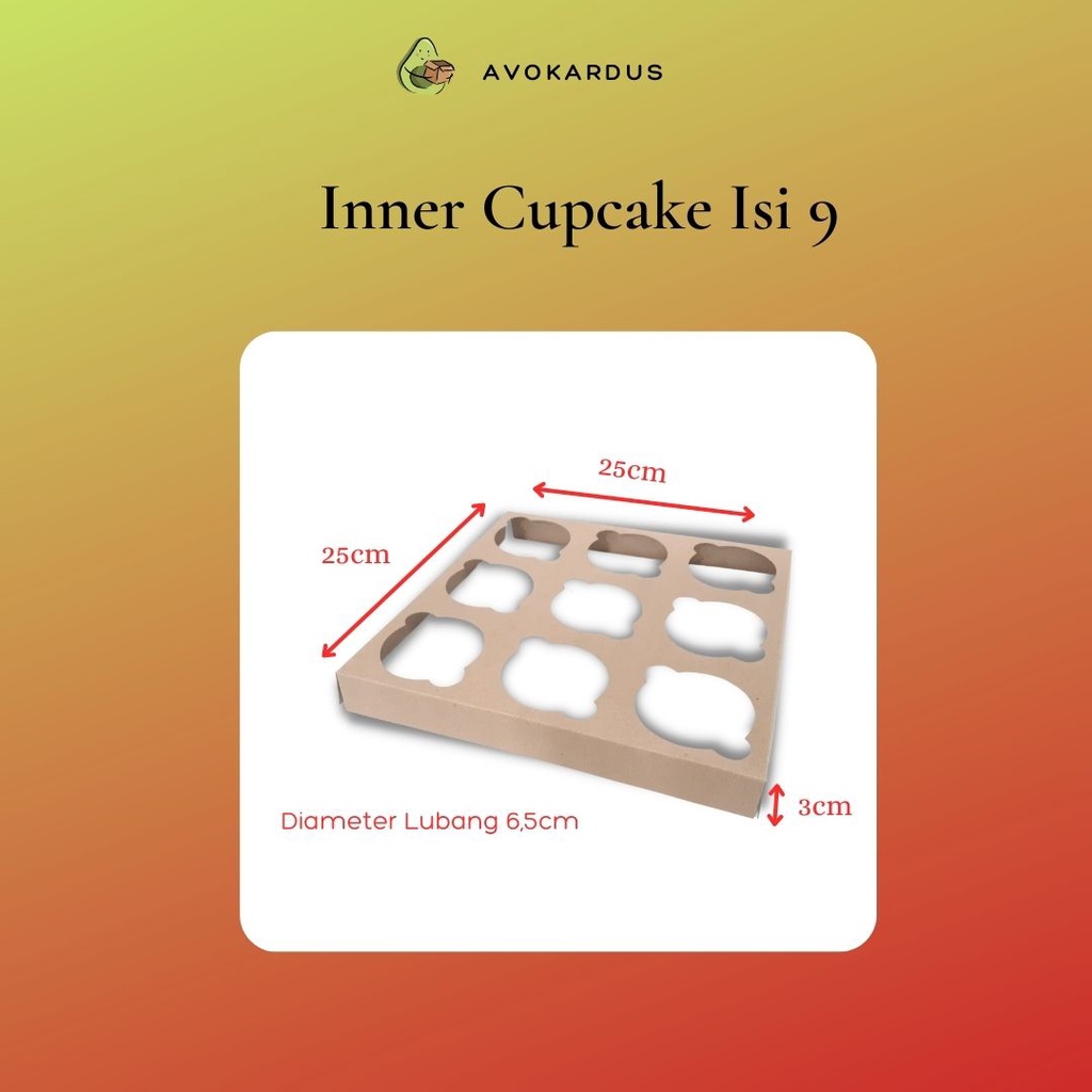

Inner Cupcake Isi 9, Partisi Cupcake, Dus, Kotak Packaging Kraft
