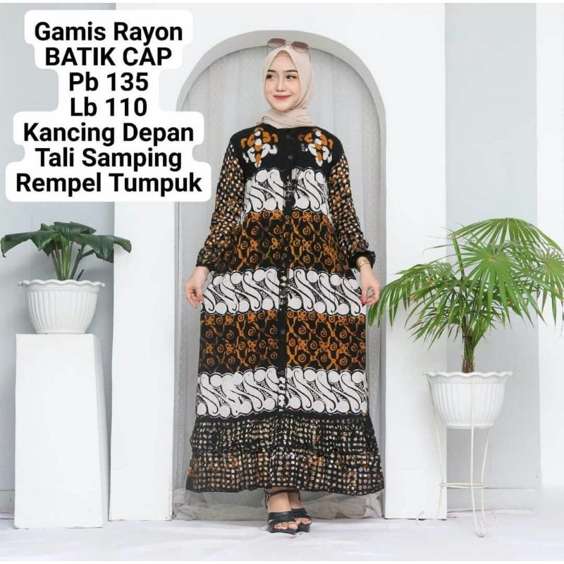 Gamis Rayon Batik Cap_Gamis Wanita Kekinian_Fashion Wanita
