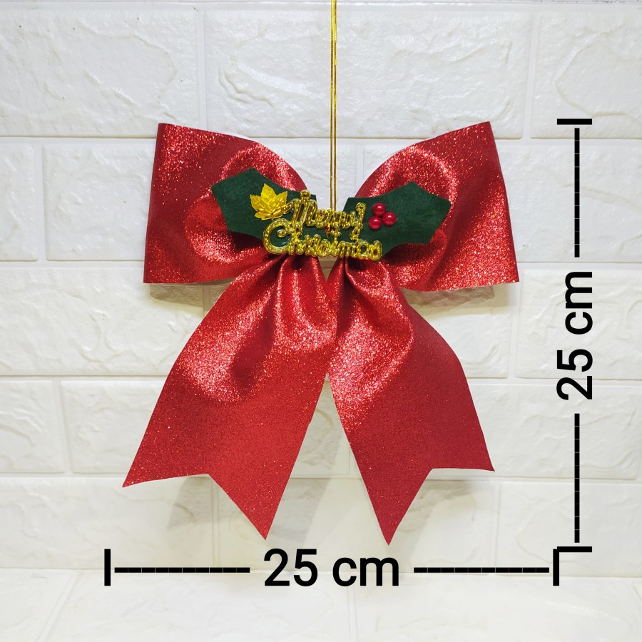 Pita Bow Jumbo Glitter - Pita Natal HIasan Dekorasi X'mas