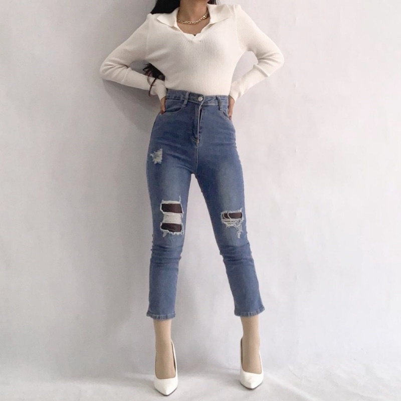 [LUXE.DLABEL]-E56 Jeans |Celana Jeans Highwaist Wanita Import Celana Panjang Jeans Highwaist Wanita Boyfriend Jeans Baggy Jeans Straight Jeans Wanita Murah Import Premium Korea