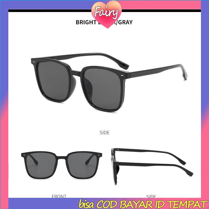 Kacamata Hitam Anti Radiasi Kacamata Korea Fashion Retro Bingkai Hitam Sunglasses Untuk Wanita/Pria F