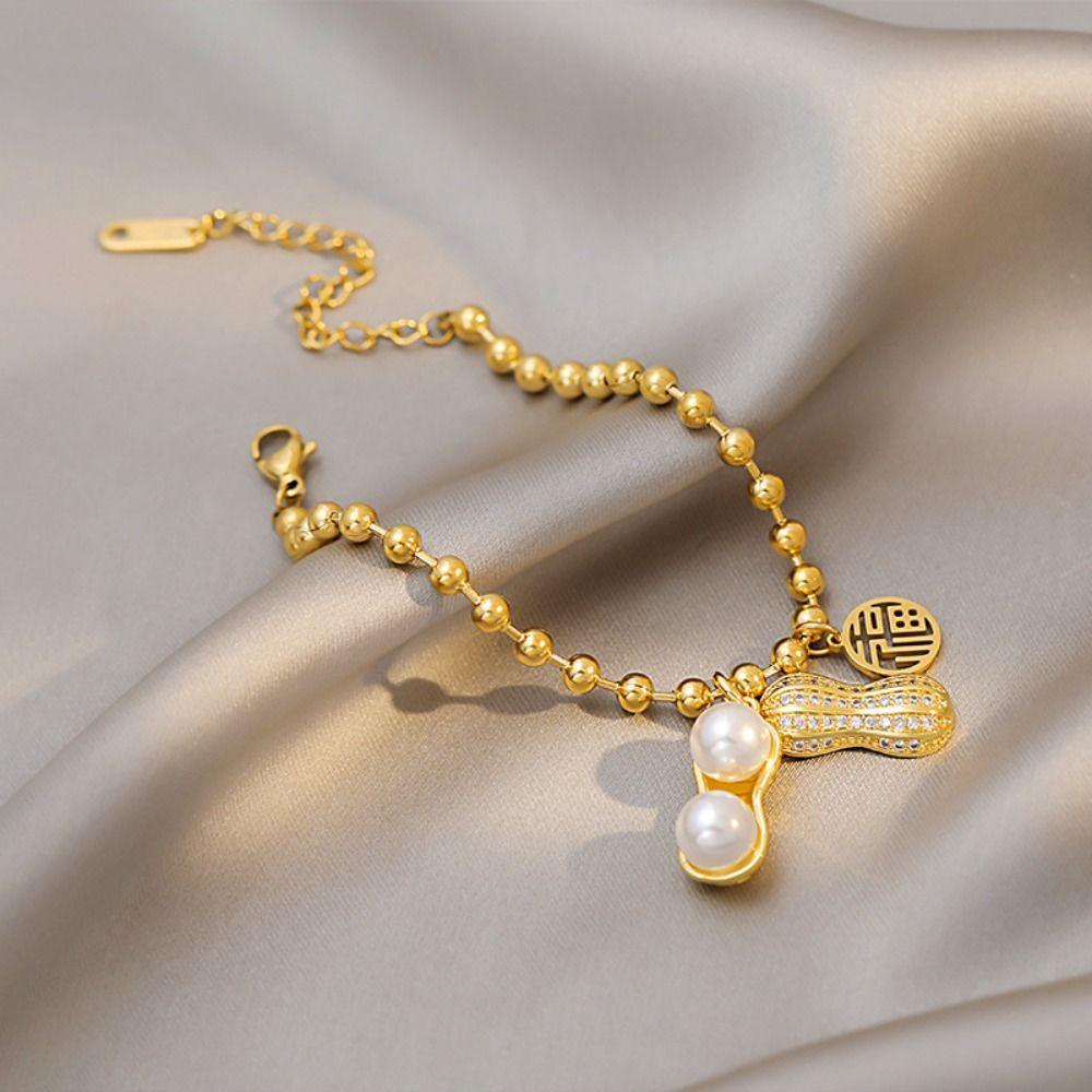 Agustinina Gelang Perempuan Mewah Vintage Lucu Kacang Liontin Temperamen Yang Indah Gaya Korea Gelang