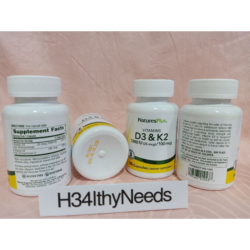 Natures Plus D3 + K2  90 capsules