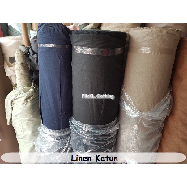 Bahan Kain Linen Katun Baju Kemeja Polosan Casual Uniqlo Rollan