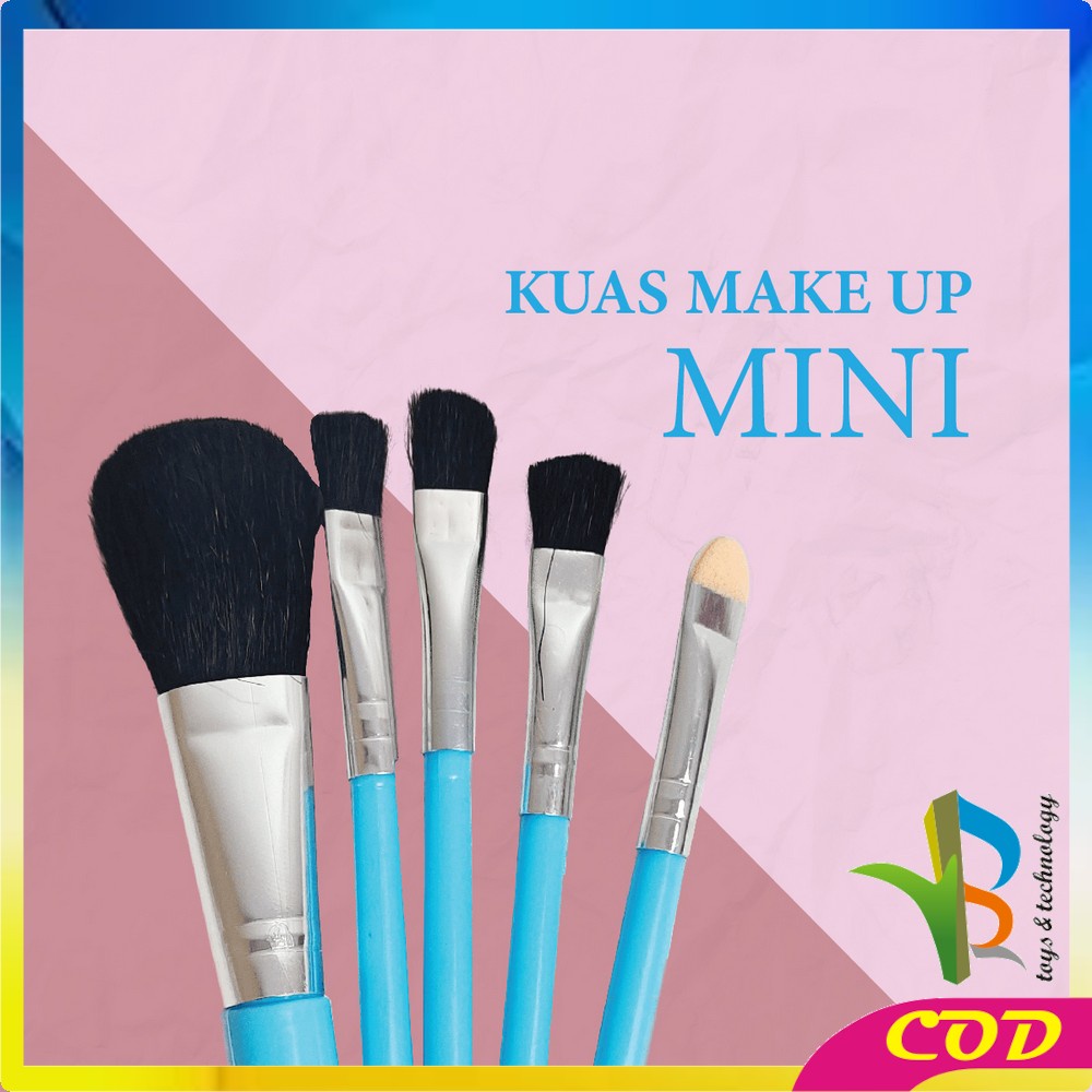 RB-K129 Kuas Make Up Set 5 IN 1 Mini Travel / Paket Kuas Make Up Brush Eye Shadow Foundation Blusher Tools Set