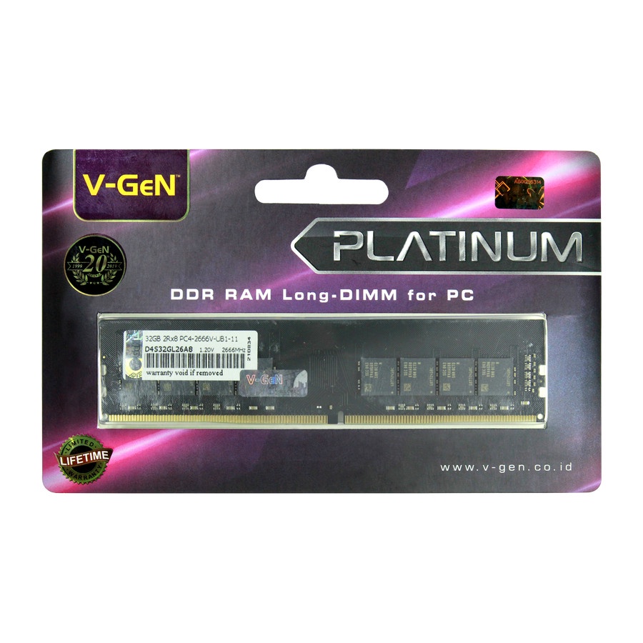 RAM DDR4 V-GeN Platinum 32GB PC21300/2666Mhz LongDimm (Memory PC VGEN)