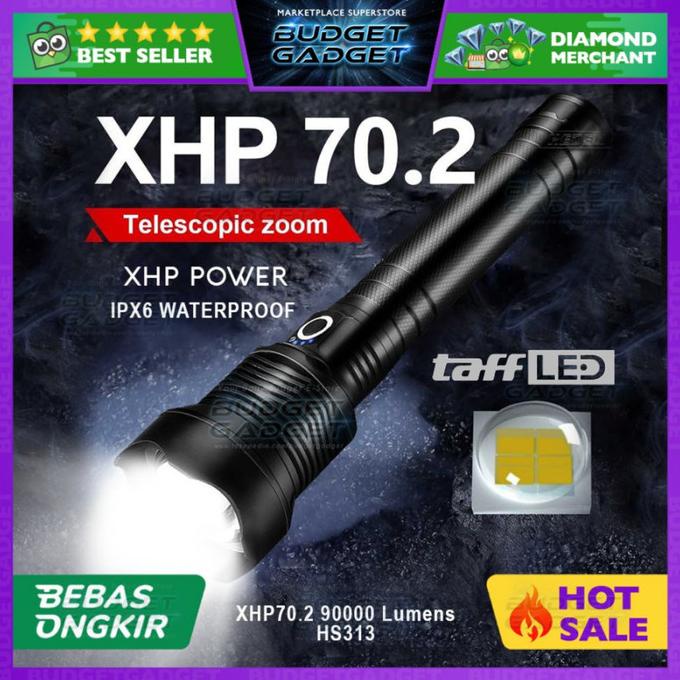 TaffLED Senter LED Long Range Zoom XHP 70.2 90000 Lumens - HS313