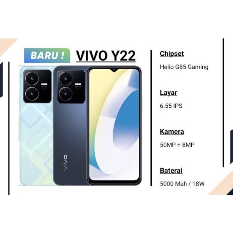 VIVO Y22 RAM 6/128 | VIVO Y22 RAM 4/64 - GARANSI RESMI VIVO INDONESIA SETAHUN