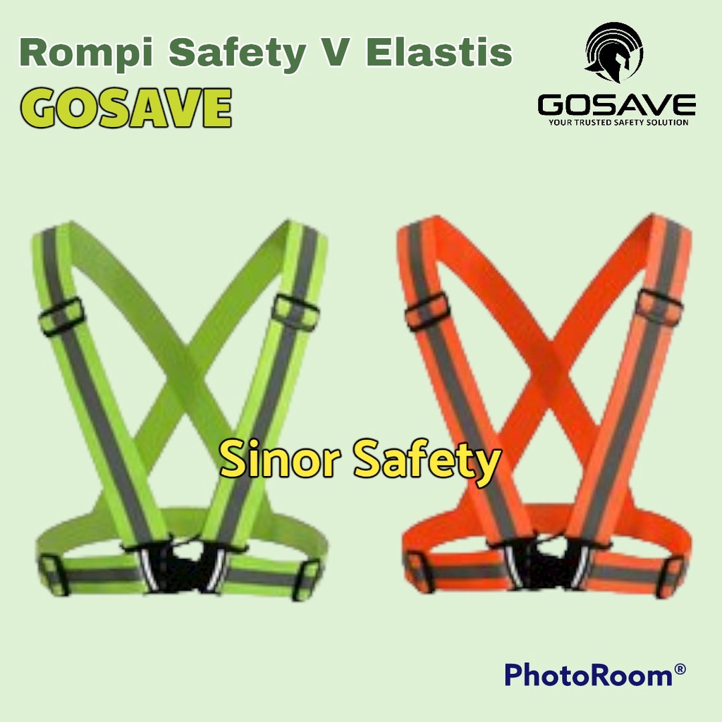 Rompi V Karet Elastis Proyek Reflective Strape Safety Sepeda dan Lari -  ORANGE dan HIJAU