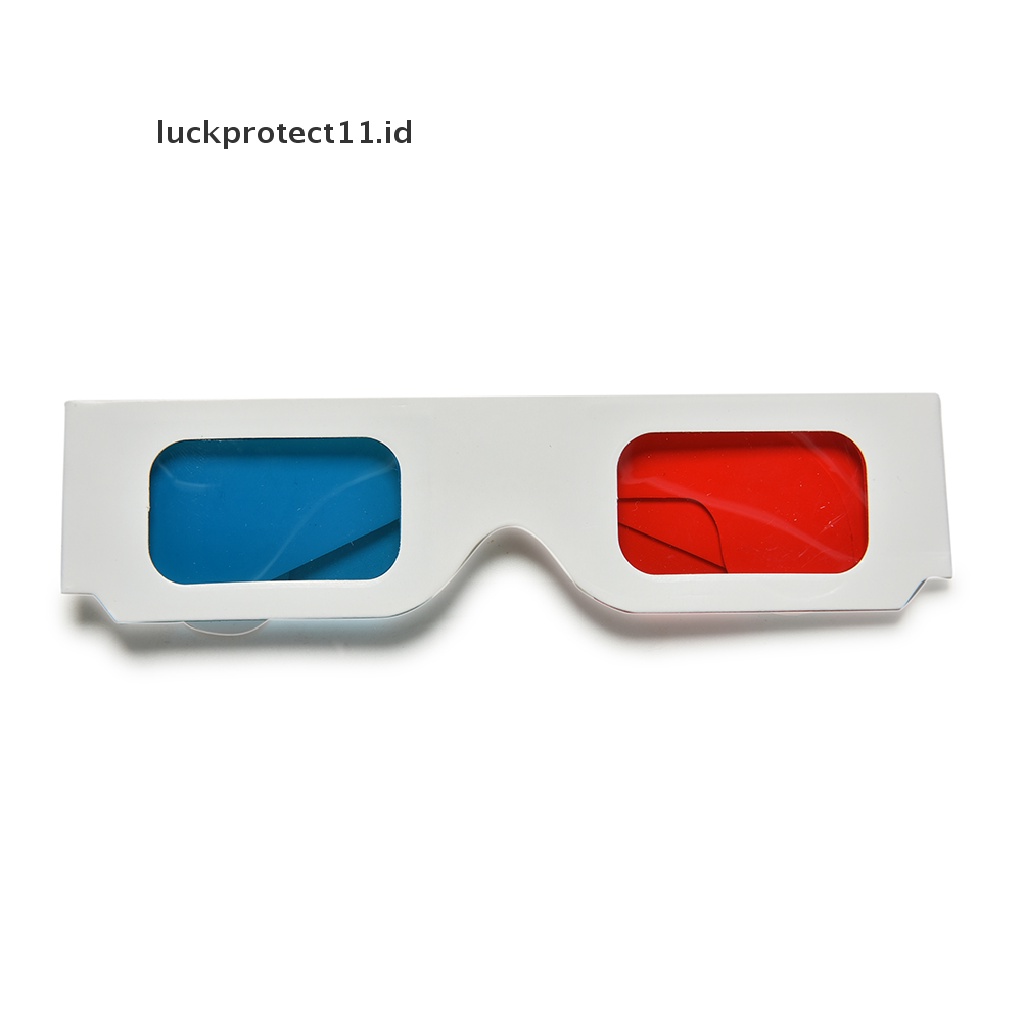 10pcs Kacamata 3D Universal Bahan Kardus Warna Merah Biru Cyan