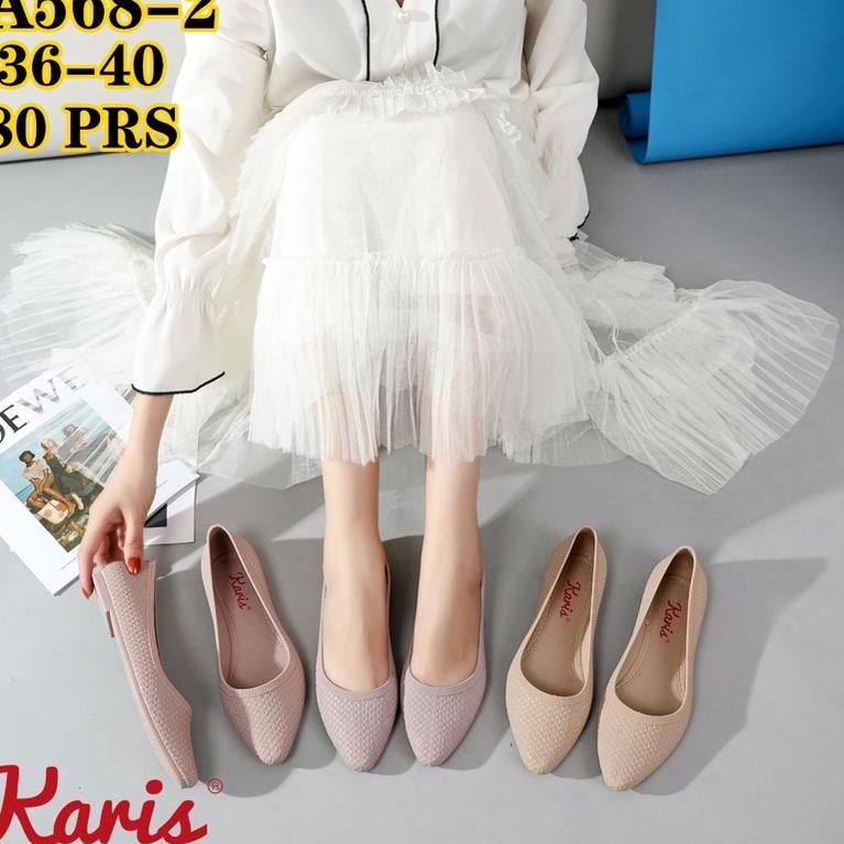 ➭ Sepatu Jelly Flat Warna Polos Karis A568-2 ↑