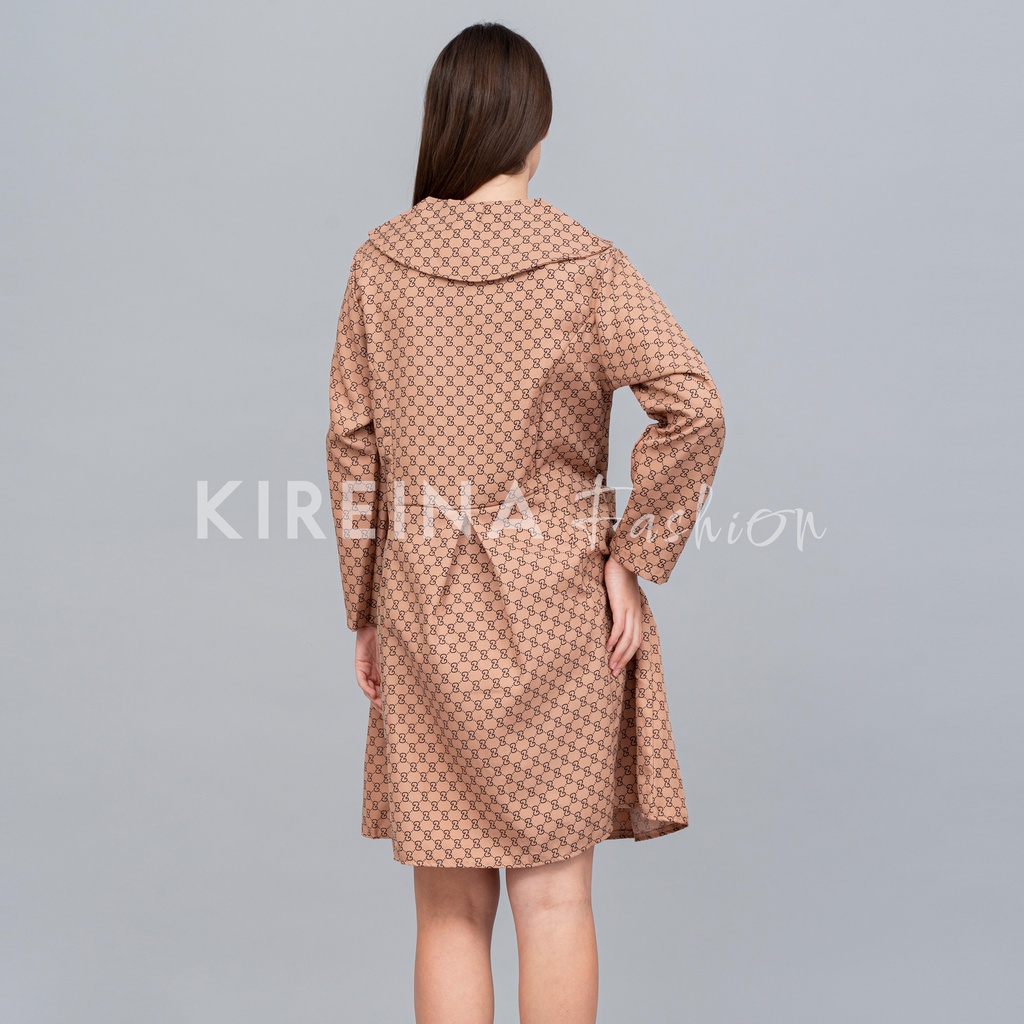 Long Blazer Scuba Wanita Motif Cetak Outer Scuba Panjang Import | Kireina Fashion