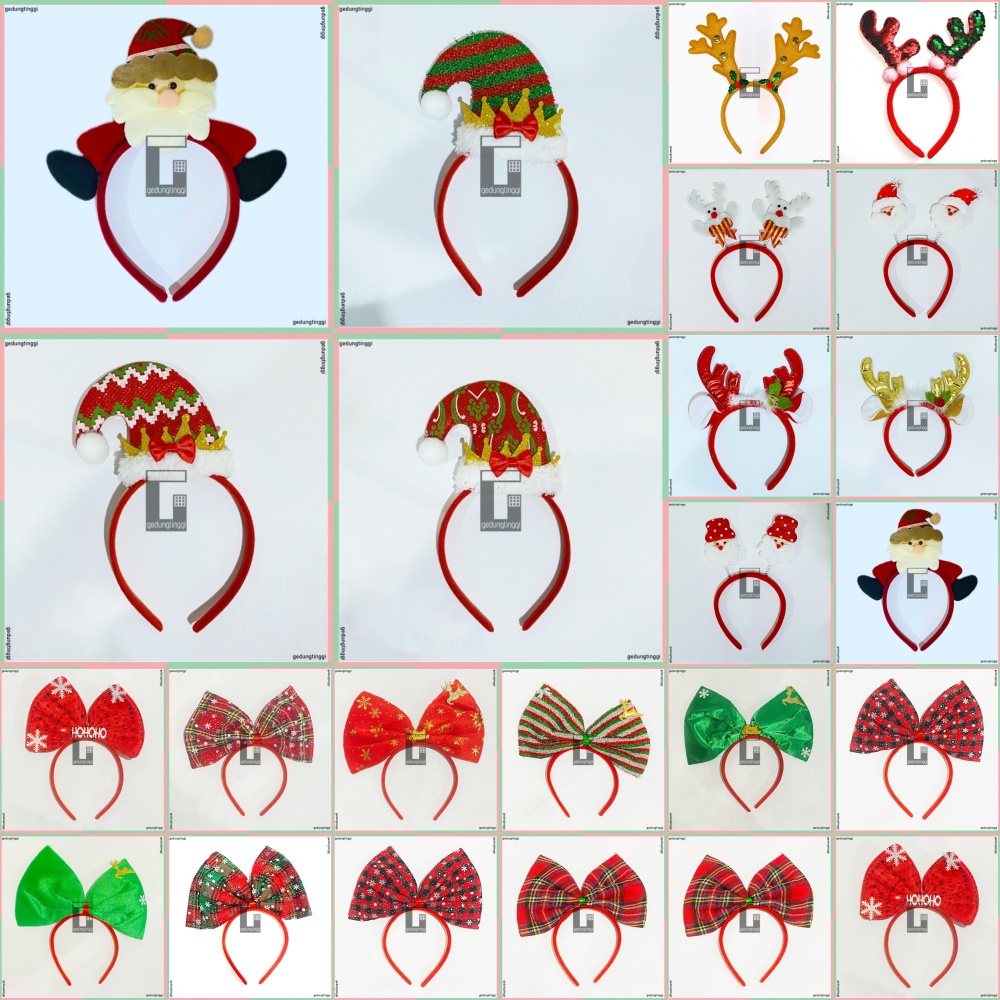 Bando Bandana Aksesoris Asesoris Hiasan Fashion Pita Hias Rambut Kado Hadiah Tema Dekor Dekorasi Tanduk Rusa Reindeer Snowmen Snowman Topi Santa Claus Sinterklas Ornament Ornamen Pohon Natal Merry Christmas Xmas Gift Anak Perempuan Wanita Dewasa Allsize