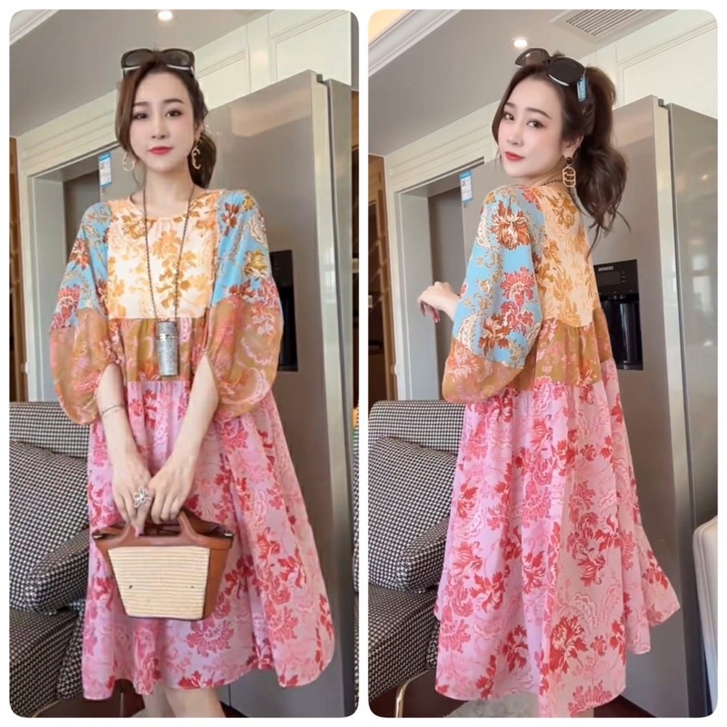 DRESS CHATRINA PATCHWORK LOOSE DRESS IMPOR MT6940