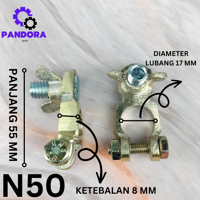 TERMINAL KEPALA AKI KLEM AKI N50 TEBAL BAHAN KUNINGANUNIVERSAL