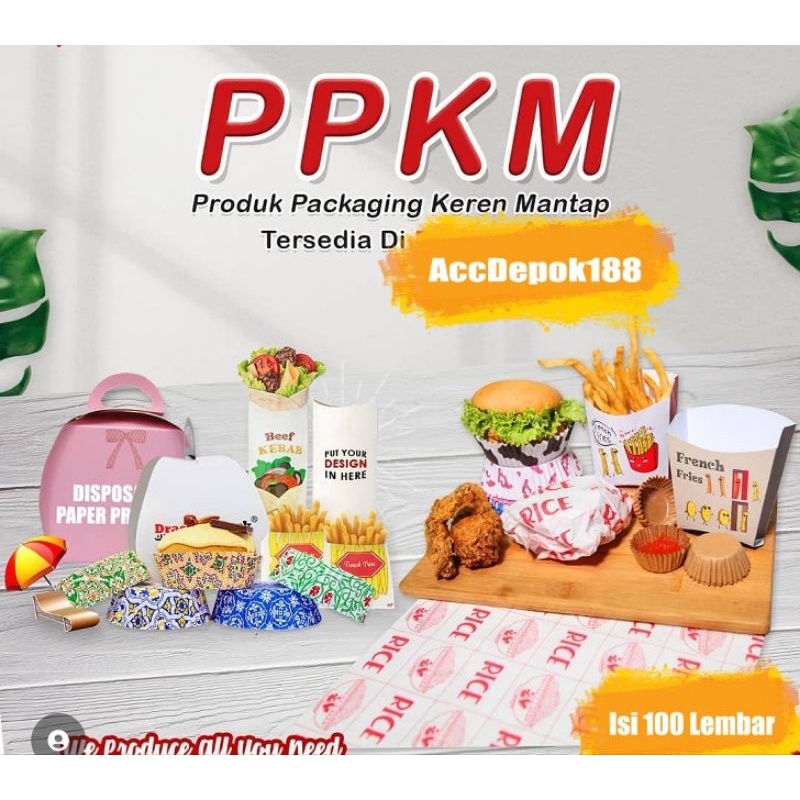 Kertas Nasi Motif 25x27,5 cm Paper Wrap 100 pcs Printing Laminasi Food Grade Burger Kebab Dragon Pack Koran Roti Yellow Love Daun IKAN BAKAR TAHU TEMPE PIZZA