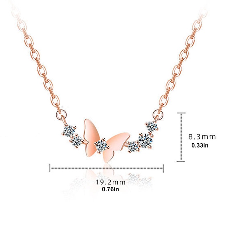 Fancyqube Kalung Rantai Klavikula Sterling Silver 925 Hias Liontin Kupu-Kupu Zircon Untuk Wanita