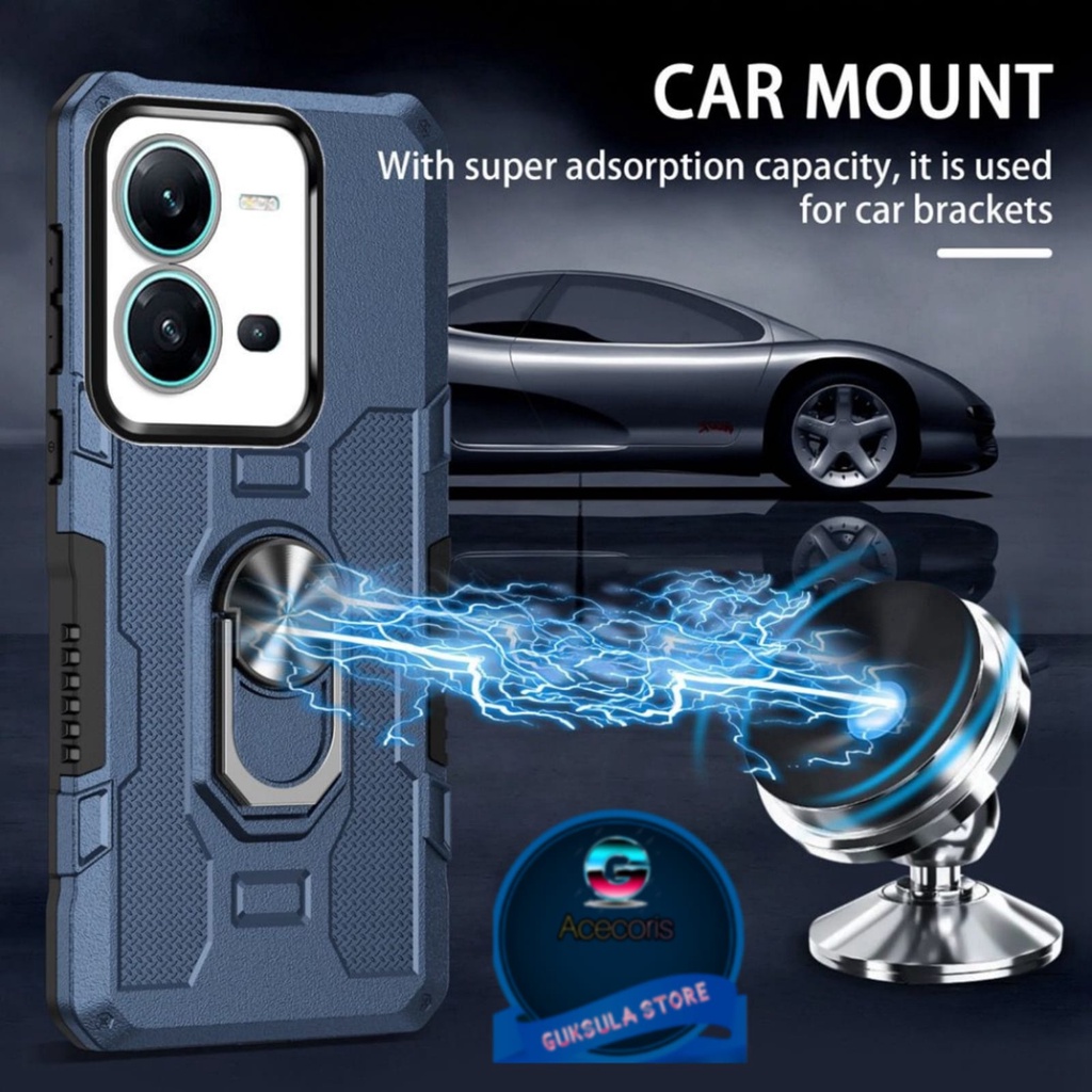 CASE VIVO Y35 2022 HARDCASE RING CARBON THUNDER TERBARU