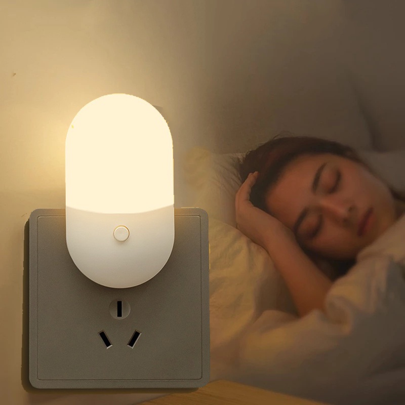 Led Dimmable Bedside Night Light Lucu Warna Hangat Lampu Tidur Bayi Hemat Kamar Tidur Koridor Balkon Lampu Plug-In LED Night Light Multifungsi