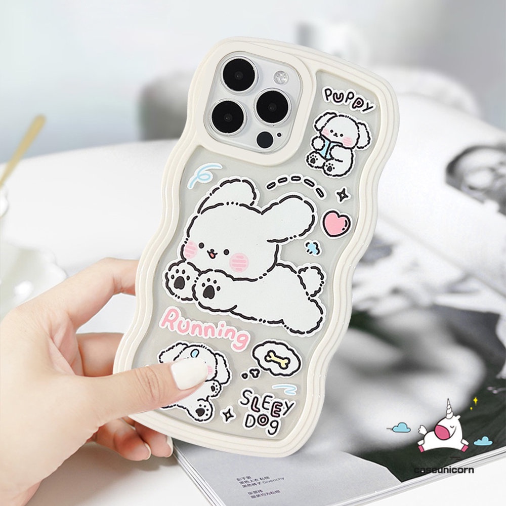 Lovely Cover Redmi 12C 9 10C 9T 10 9A 10A 9C NFC Redmi Note 11 10 11s 10s 9 8 10Pro 9 9pro 9s 11Pro Mi 11T Pro POCO M3 X3 NFC Pro Kartun Lucu Puppy Pochacco Wavy Edge Soft Sarung