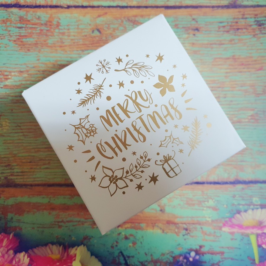 

10 Pcs Box Kotak Mini Chiffon Kardus Kemasan Mini Cake Hampers Packaging Dus Kue Cake Ukuran 10x10x10 cm " Gold Christmas