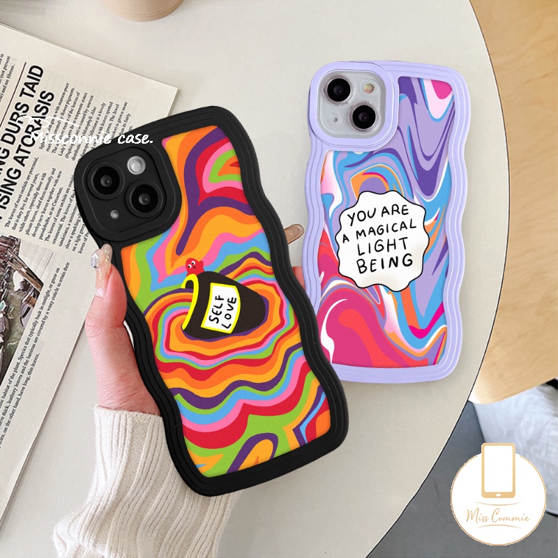 Realme C35 C53 C55 10 C33 C30 9 Pro+8i C15 C25s C25Y 7i 7 5 5i 5s 6i C12 C21Y C11 C20 C17 C25 8 8Pro C3 Shockproof Casetify Watercolor Label Love Self Colorful Wavy Edge Cover