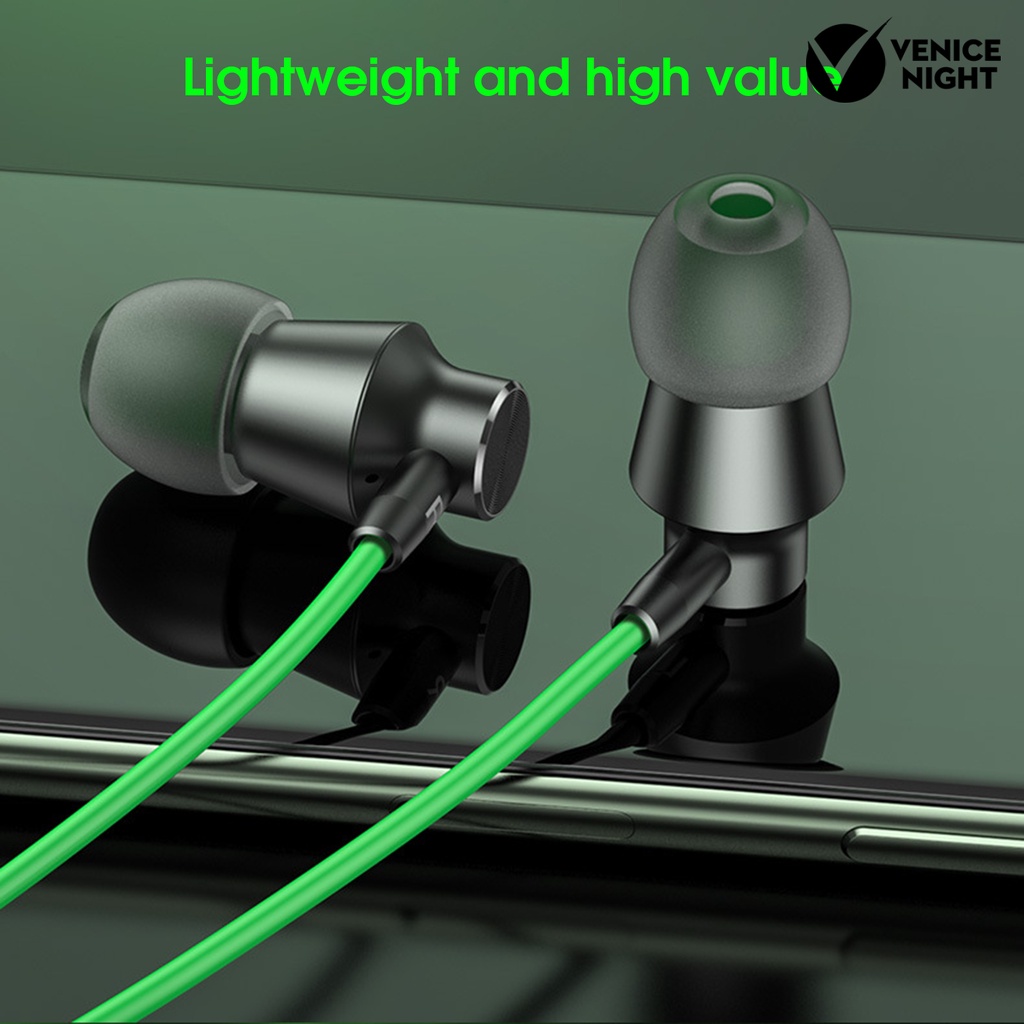 (VNEP) (Berkabel) V7 Earphone High Fidelity Cerdas Membatalkan Kebisingan Universal 3.5mm Tipe-C Stereo Olahraga In-Ear Gaming Earbud untuk Menelepon