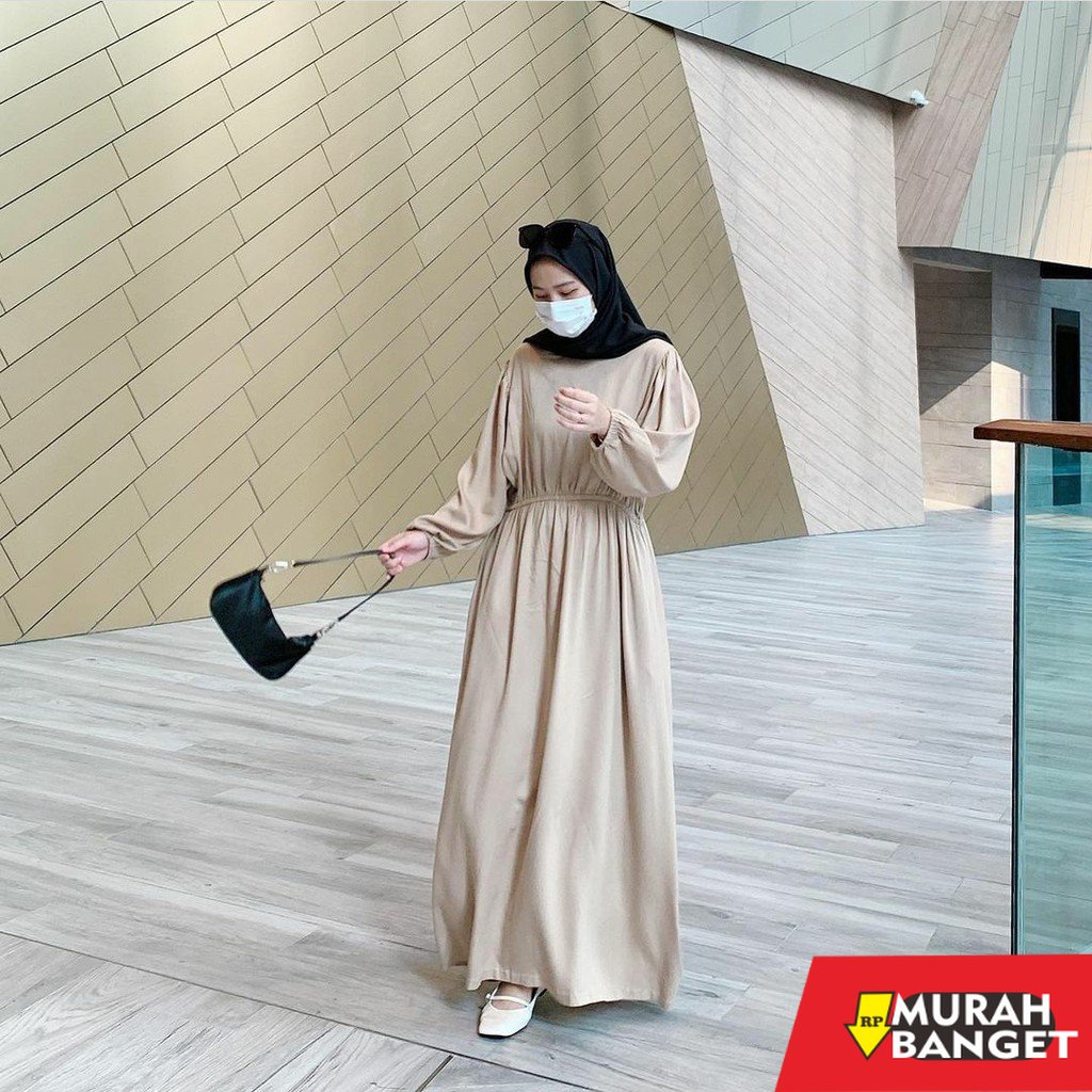 model gamis kombinasi polos terbaru 2022 Titan Maxi | Fashion Muslim Gamis OOTD Casual Remaja Kekini