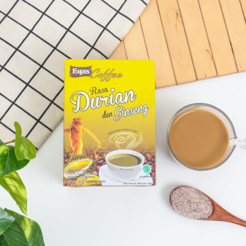 

Azz.Co Equs Durian Coffee 460gr Manis ( Kopi Gingseng rasa Durian ) Halal dan BPOM