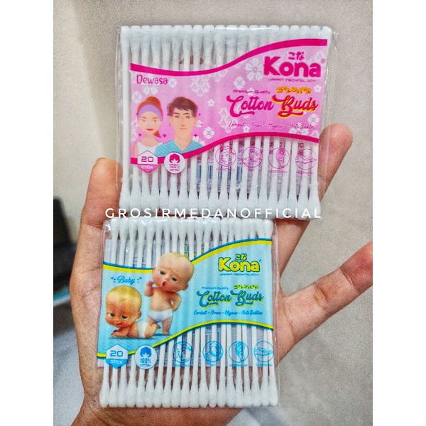 COTTON BUDS BAGUS MURAH MERK KONA - BAHAN PREMIUM TIDAK MUDAH LEPAS - BAYI, ANAK, DEWASA COTTON BUDS