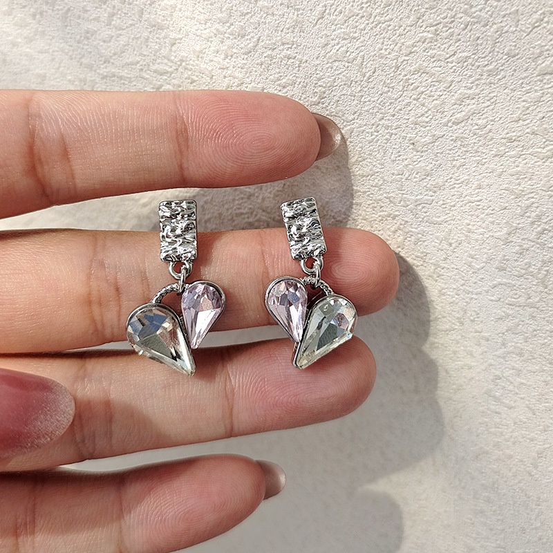 Anting Bentuk Hati Bahan Zirkon Gaya Korea Untuk Aksesoris