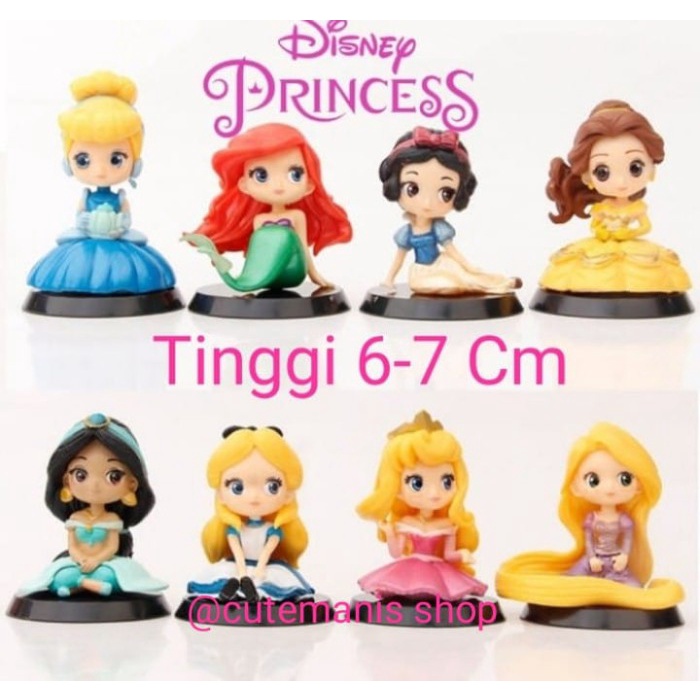 ACTION FIGURE QPOSKET PRINCESS DISNEY CHIBI/TOPPER QPOSKET SET 8 PCS