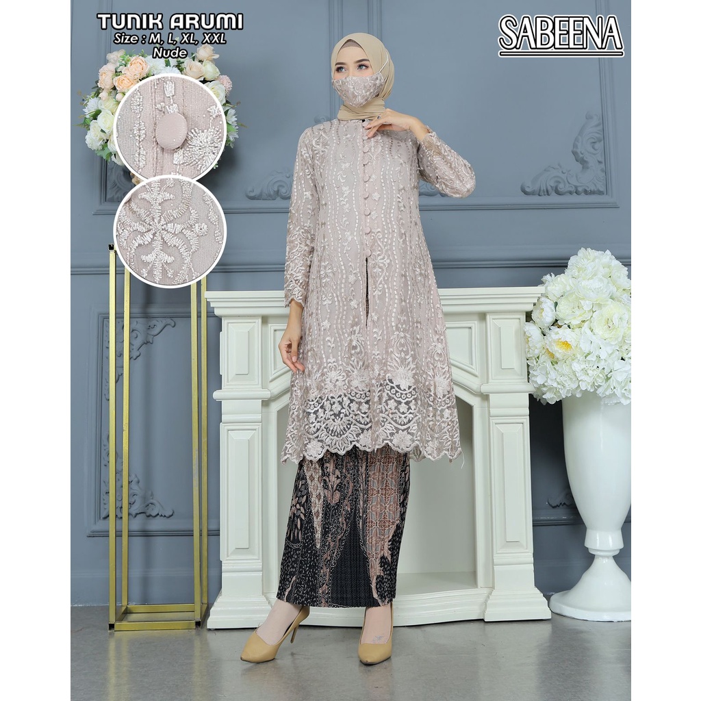 COD Setelan Kebaya Tunik Brukat Busui Kancing Depan Baju Kebaya Modern Kebaya Pesta kancing bungkus