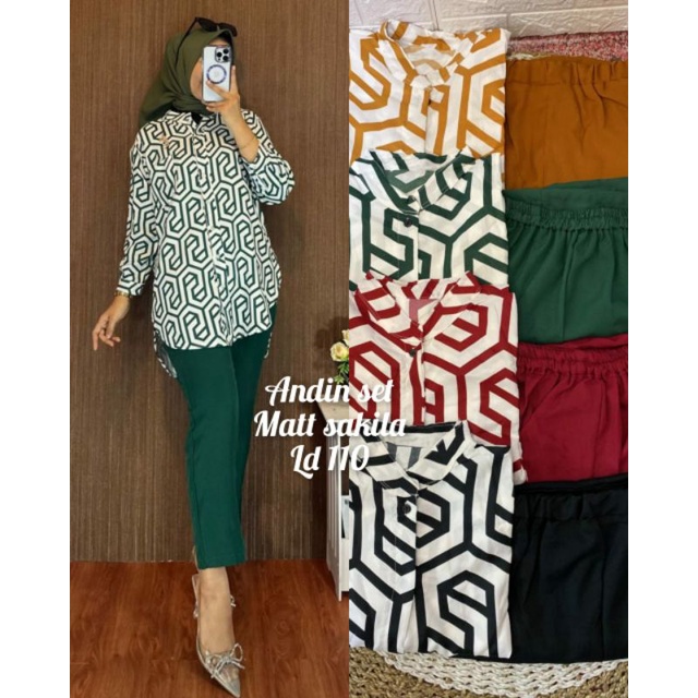 Setelan Shakila Motif Terbaru / Setcel Blouse Kemeja Motif Zaraa