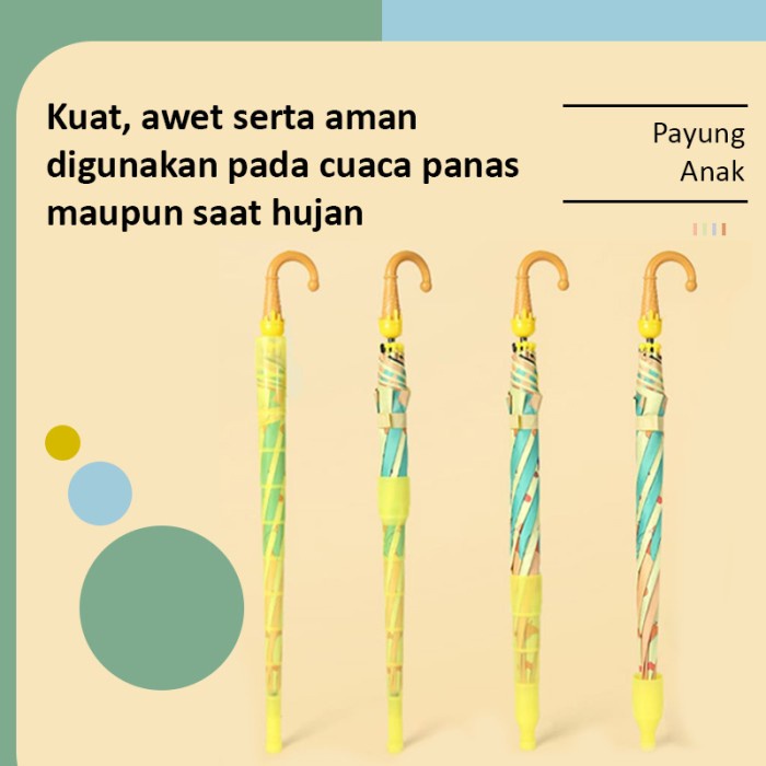 Mikusoo Payung Anak Premium Ada Tutup Motif Karakter Kartun Lucu Gagang Es Krim Dan Peluit