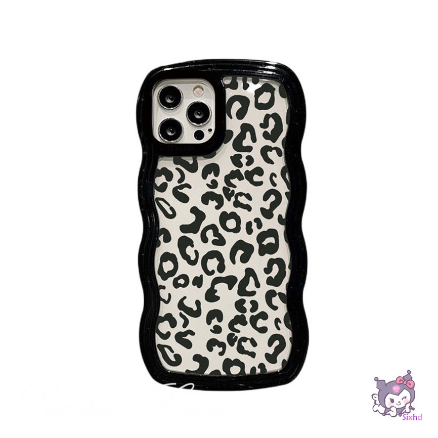 Compatible For iPhone 14 13 12 11 Pro Max SE2020 X XR Xs Max 7 8 6 6s Plus Case Ins Purple Oil Painting Leopard Wave Edge Soft Shockproof Cover