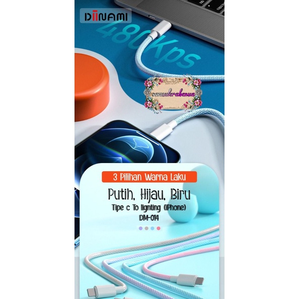 DIINAMI DM-014 Kabel cable casan Cashan TIPE C KE IPHONE 20W DM-014 untuk hp iPhone X XR XS MAX 11 12 13 MINI 14 PRO MAX PLUS fast Charging pengisian cepat SB4452