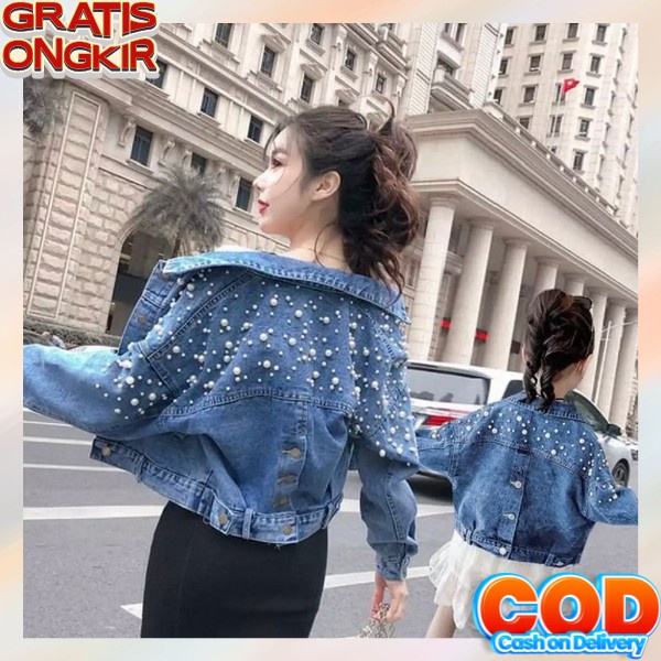 Jaket Jisn Wanita Jumbo Jaket Jins Cewek Korean Style Jacket Wanita Jeans Oversize Import Jins Jacke