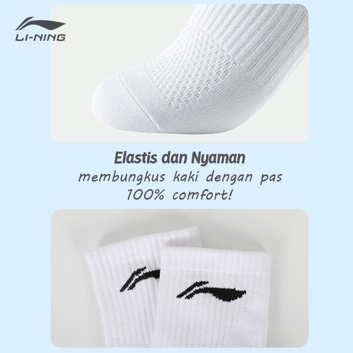 LiNing Kaos kaki badminton, olahraga, running, 3 PASANG, 100% original
