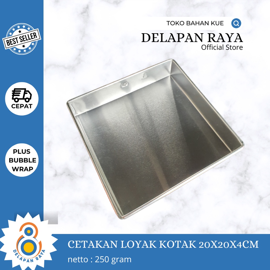 CETAKAN LOYANG KOTAK KUE 20X20X4CM - 8Raya