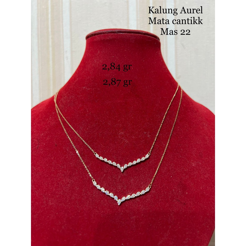 Kalung Aurel Mata Cantik Mas 22 Putih Emas Toba