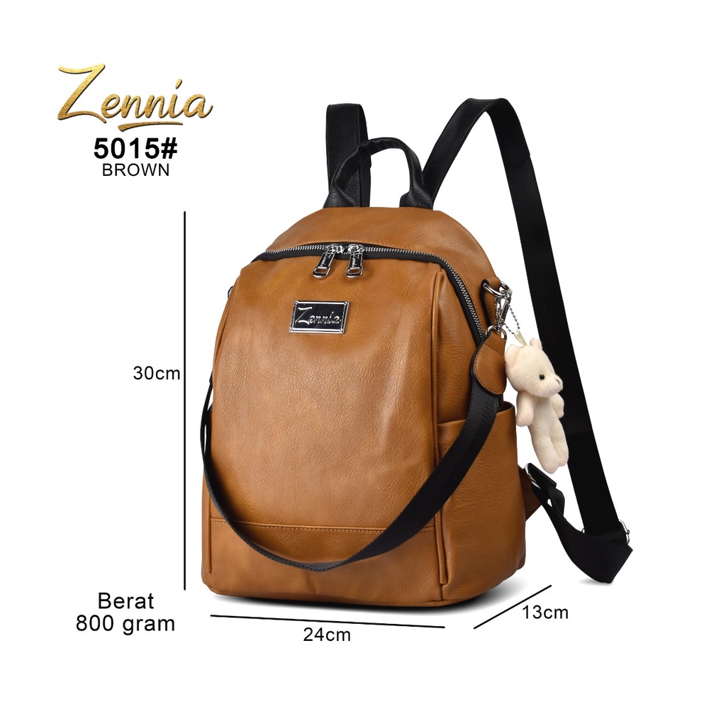 Tas Fashion Ransel Wanita Kulit Zennia 5015 Tas Korea Punggung Anak Remaja Ransel Sekolah Kuliah Kerja Outdoor Trendy Fashion Free Boneka